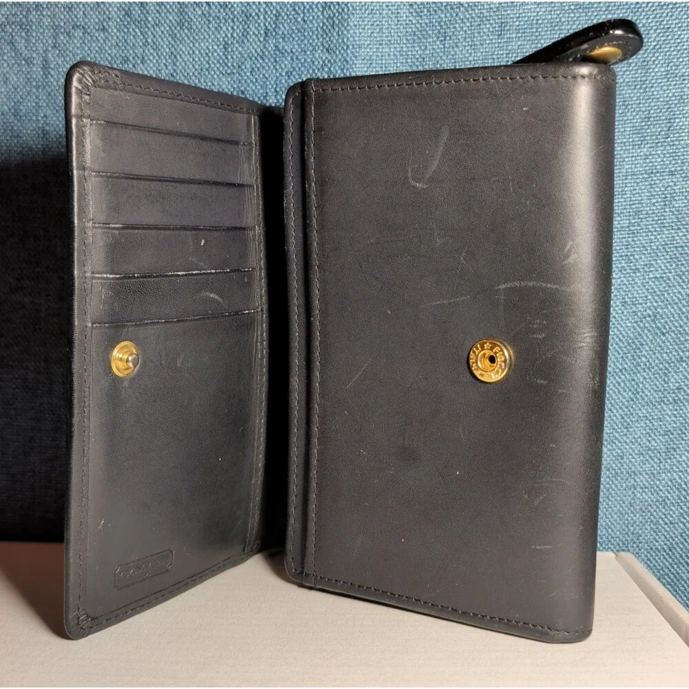Coach Bedford Bifold Black Leather Wallet Y2K Vintage
